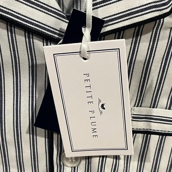 Petite Plume Navy French Ticking Cozy Cotton Blend Striped Kids Pajama Set - Picture 2 of 13